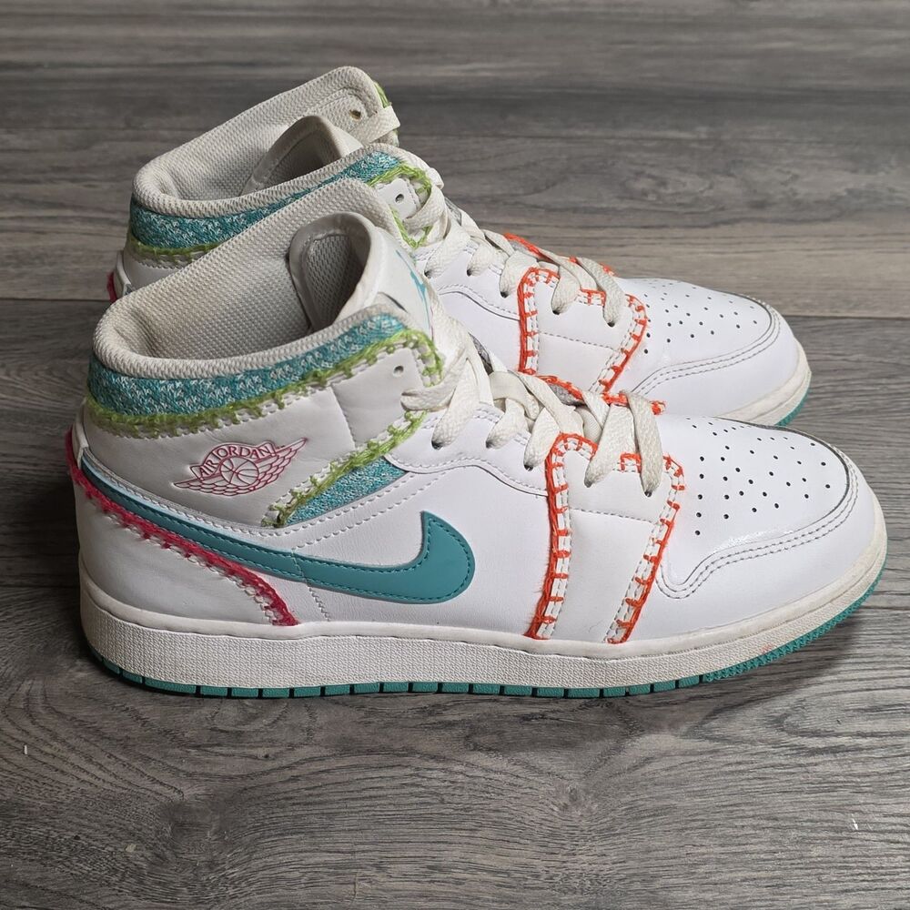 Nike Air Jordan 1 Mid SE GS White Teal Retro DM6218-100 Size 7Y